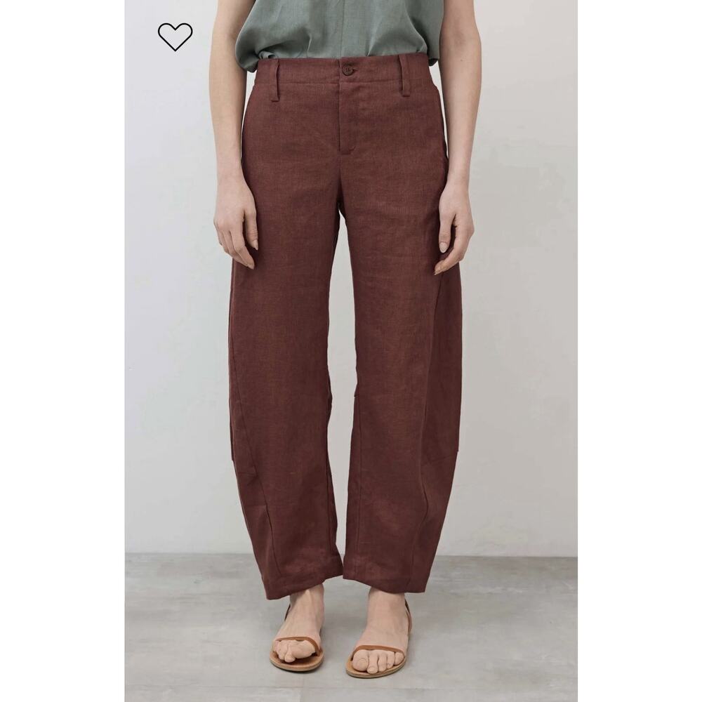 NEW Ruti The Uptown Loose Linen Pants •6• Spice Brown Work Barrel Leg $279 - Picture 7 of 13